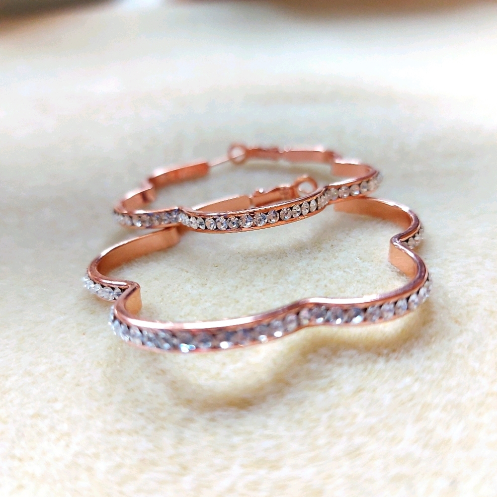 NWT CZ flower hoop earrings